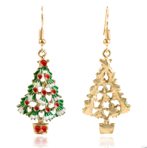 White Christmas Tree Drop Earrings