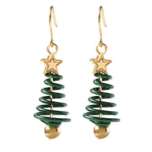 Load image into Gallery viewer, Spiral Christmas Tree Star Earrings