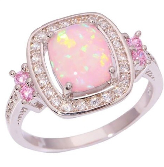 Rainbow Pink Opal Style Ring