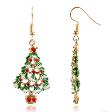 Load image into Gallery viewer, White Christmas Tree Drop Earrings