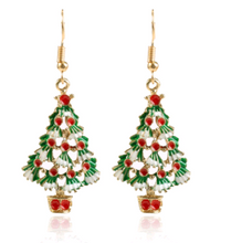Load image into Gallery viewer, White Christmas Tree Drop Earrings