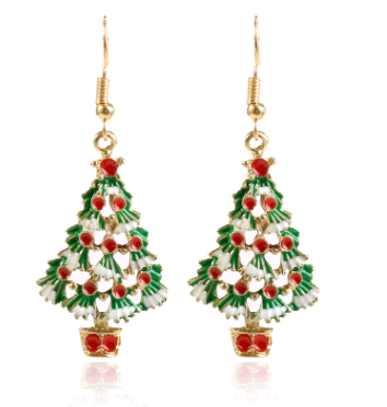 White Christmas Tree Drop Earrings