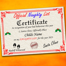Load image into Gallery viewer, Christmas Naughty or Nice List Certificate 2023