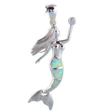 Load image into Gallery viewer, Blue Fire Opal Mermaid Pendant