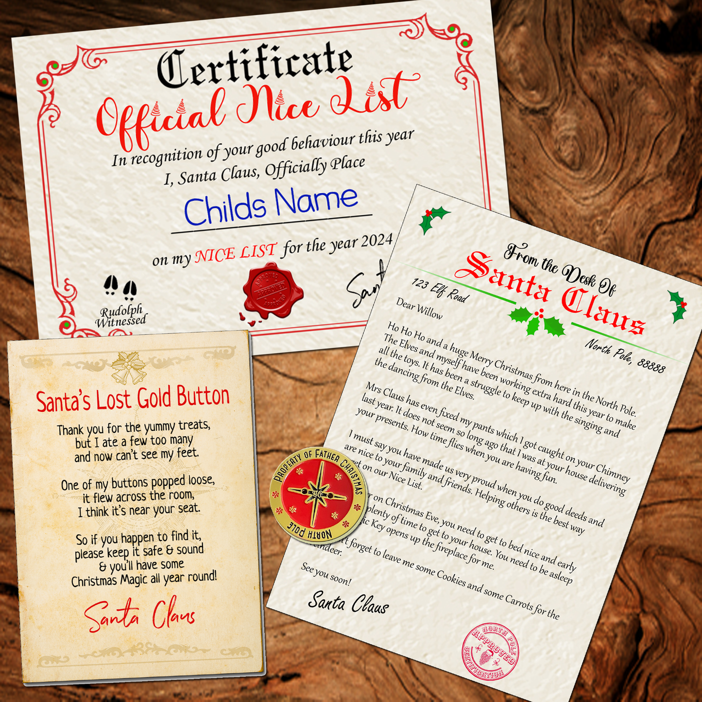 Personalised Christmas Nice List Certificate and Letters 2024