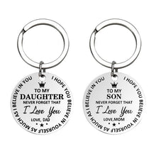 Load image into Gallery viewer, Engraved To My Daughter or Son Love Mom or Dad Keychain