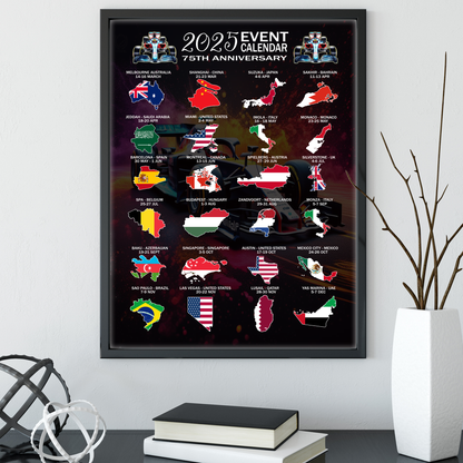 Motor Racing 2025 Event Calendar Ideal Gift for Formula Racing Fans