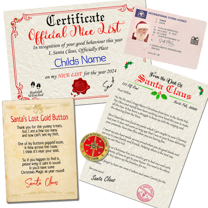 Personalised Christmas Nice List Certificate and Letters 2024