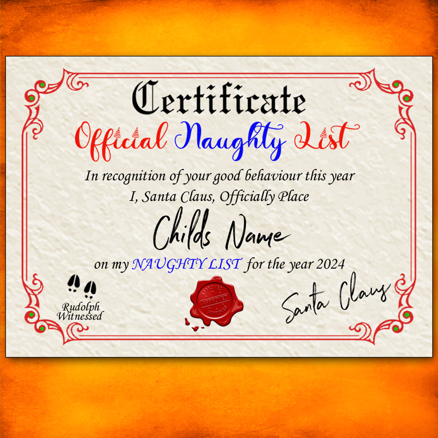 Christmas Naughty or Nice List Certificate 2024