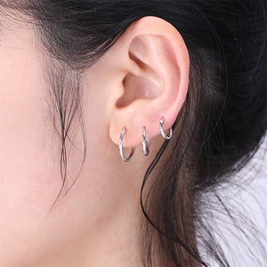 Men Women Stainless Steel Huggie Earrings Cartilage Lip Piercing Nose Hoop