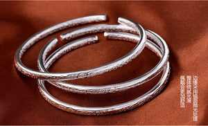 925 Sterling Silver Bohemian Carved Bangle