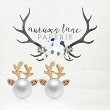 Load image into Gallery viewer, Christmas Pearl Deer Earrings