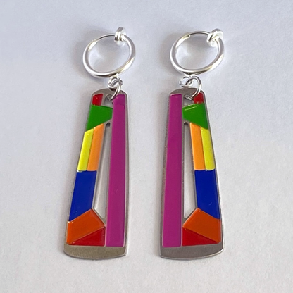 Chakra Inspired Multi Coloured Dangle Earrings for Trendy Women or Girls