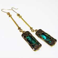 Load image into Gallery viewer, Locked Emerald Drop Earrings