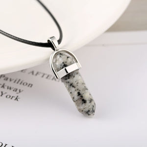 Natural Quartz Chakra Crystal Healing Point Cut Gemstone Pendant Reiki Necklace