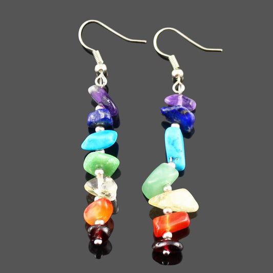 7 Chakra Long Drop Earrings for Women