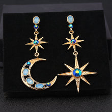 Load image into Gallery viewer, Asymmetric Crescent Moon Earrings