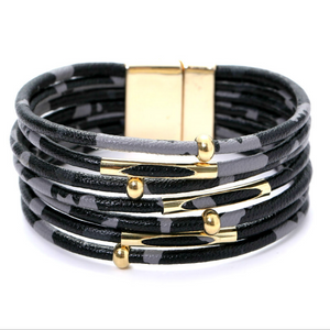 Boho Leopard Leather Bracelet