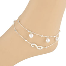 Load image into Gallery viewer, Faux Pearl Infinity Anklets