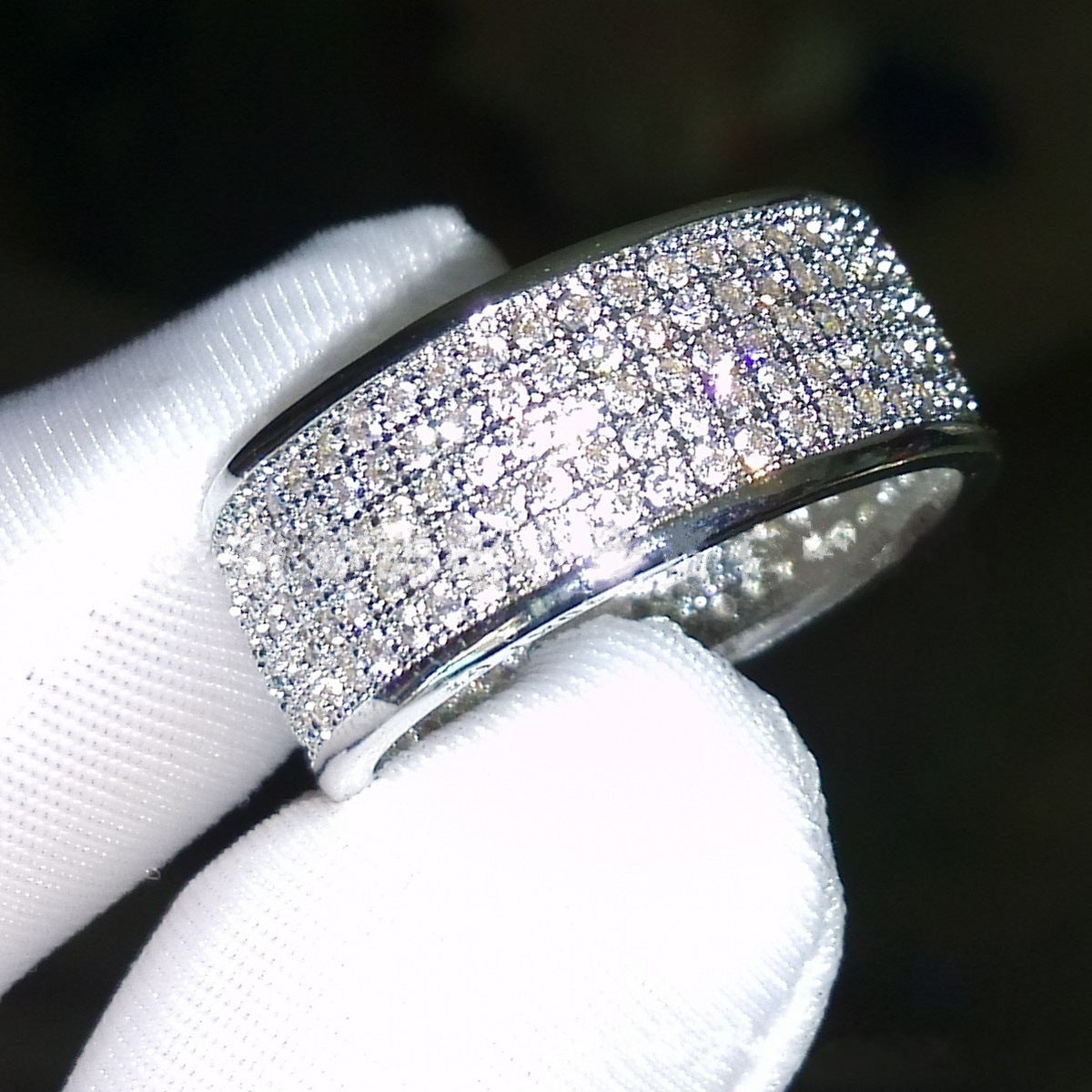 BRAD | Men's Crushed Black Diamond Wedding Ring | 14K Gold Inlay | 7mm - TCR