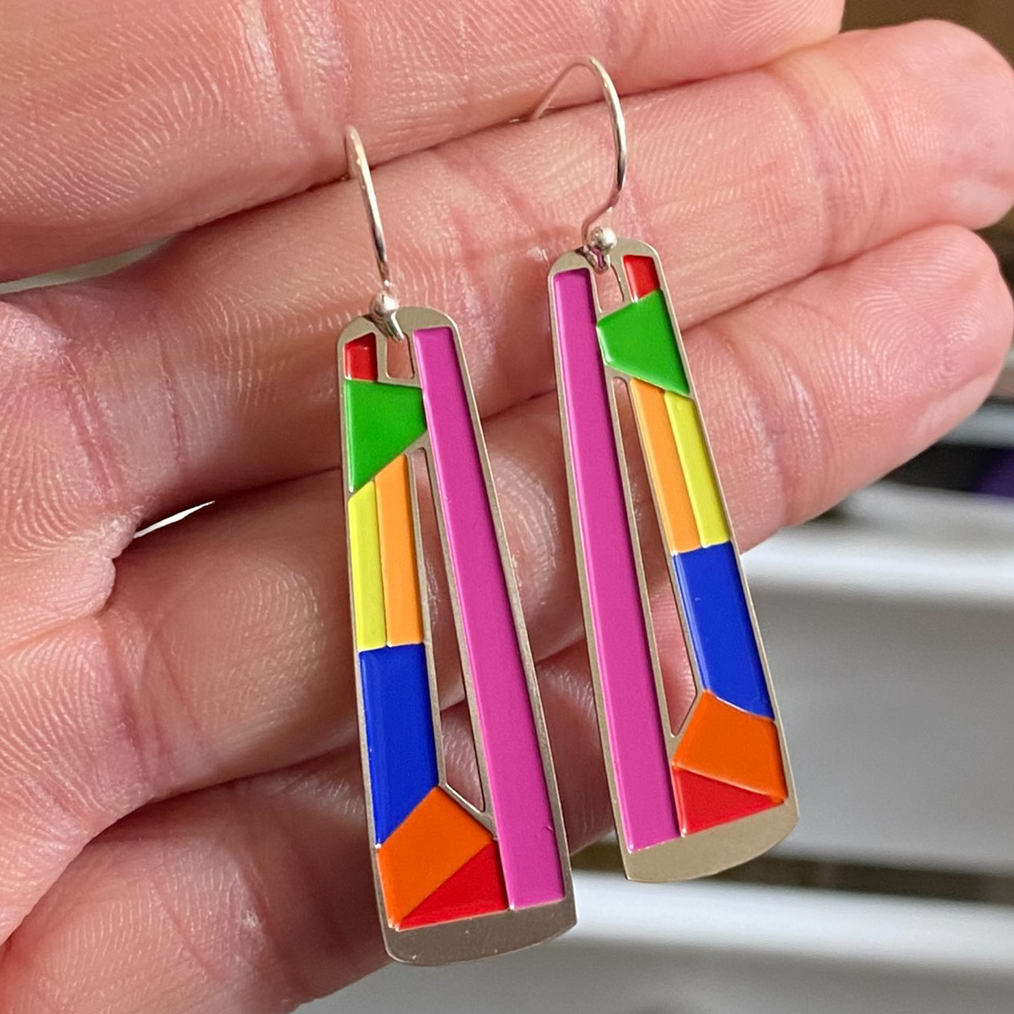 Chakra Inspired Multi Coloured Dangle Earrings for Trendy Women or Girls