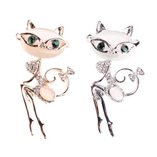 Load image into Gallery viewer, Cat Crystal Brooches