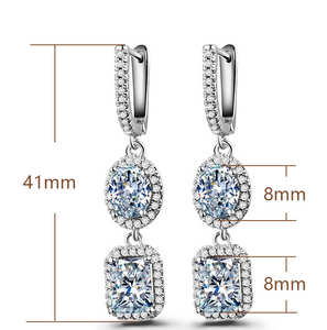 Double Crystal Pendant Earrings