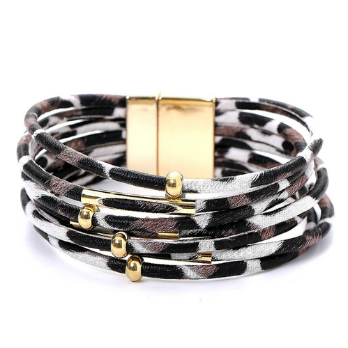 Boho Leopard Leather Bracelet