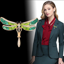 Load image into Gallery viewer, Green Godess Dragonfly Brooch
