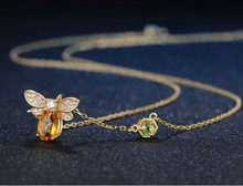 Load image into Gallery viewer, Peridot Bee Necklace