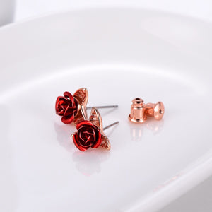 Two Tone Rose Earrings Earrings