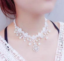 Load image into Gallery viewer, Handwoven Faux Pearl Lace Choker