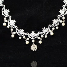 Load image into Gallery viewer, Handwoven Faux Pearl Lace Choker