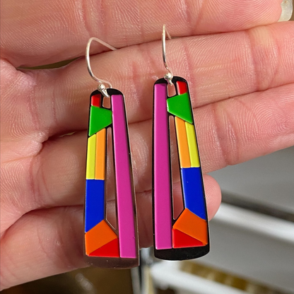 Chakra Inspired Multi Coloured Dangle Earrings for Trendy Women or Girls