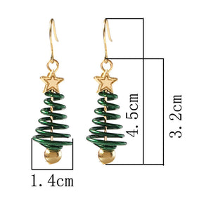 Spiral Christmas Tree Star Earrings