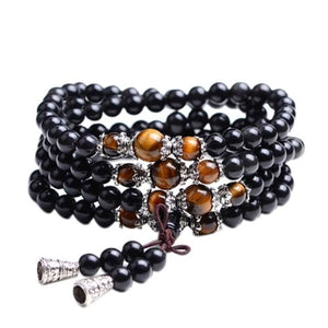 Obsidian Prayer Beads Mala Bracelet