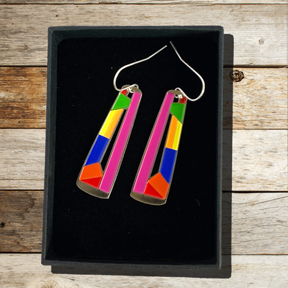 Chakra Inspired Multi Coloured Dangle Earrings for Trendy Women or Girls