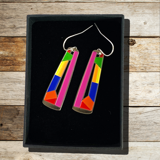 Chakra Inspired Multi Coloured Dangle Earrings for Trendy Women or Girls