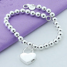 Load image into Gallery viewer, 925 Silver Plated Heart Lock Bracelet