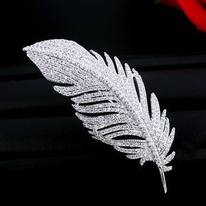 Angel Feather Crystal Brooch