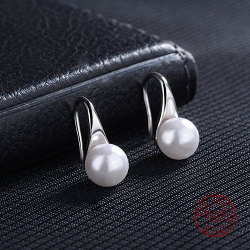 Silver Pearl Teardrop Earrings