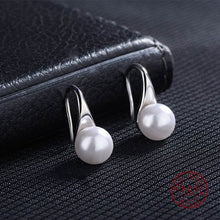 Load image into Gallery viewer, Silver Pearl Teardrop Earrings