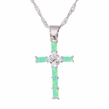 Load image into Gallery viewer, Bello Opal Cross Necklace