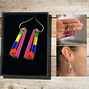 Chakra Inspired Multi Coloured Dangle Earrings for Trendy Women or Girls