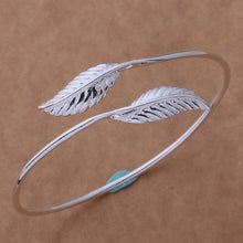 Load image into Gallery viewer, Silver Double Leaf Bangle