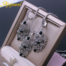 Load image into Gallery viewer, Black Crystal Hollow Flower Jewelry Sets