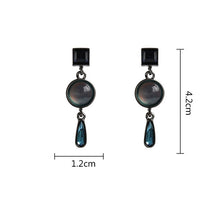 Load image into Gallery viewer, Blue Crystal Round Moonstone Earrings