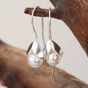 Freshwater Pearl Flower Drop Earrings