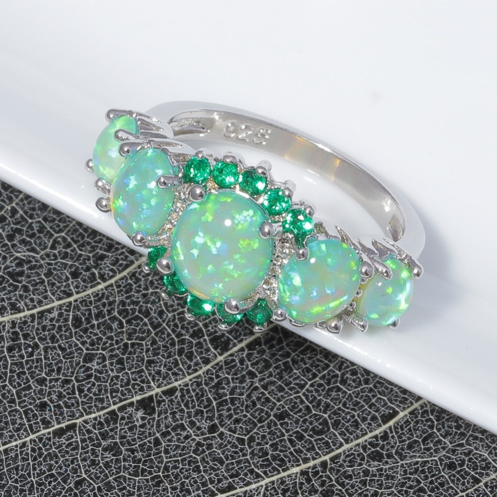 Green Opal 925 Silver Ring