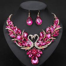 Load image into Gallery viewer, Crystal Swan Pendant Earring Set